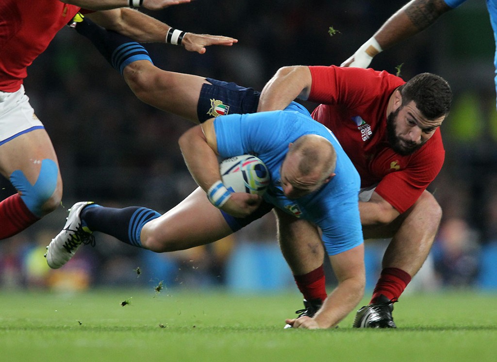 Rwc 2015, Twickenham, 19/09/2015, Francia v Italia, Leo Ghiraldini placcato.