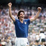 1982 World Cup Final. Madrid, Spain. 11th July, 1982. Italy 3 v West Germany 1. Italy's Paolo Rossi celebrates after scoring the opening goal in the World Cup Final.