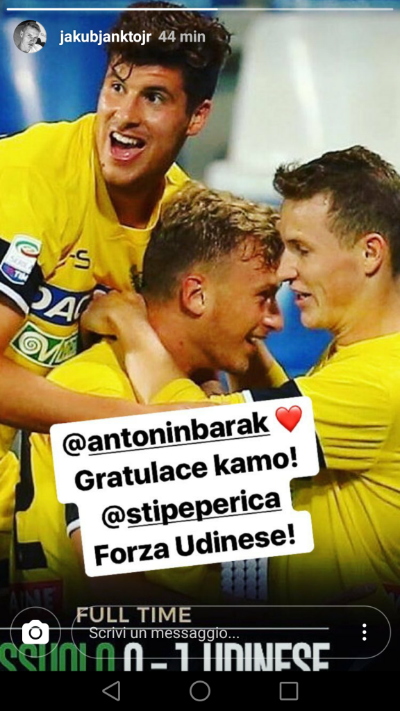 Jankto post Instagram Sassuolo