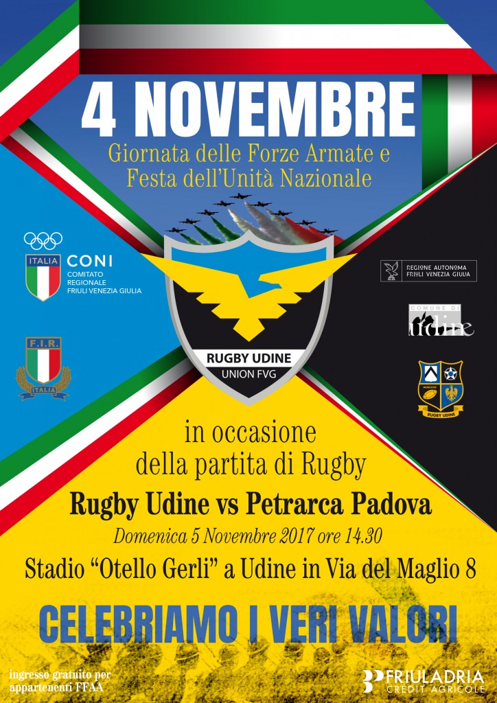 Locandina Rugby Udine 4 novembre