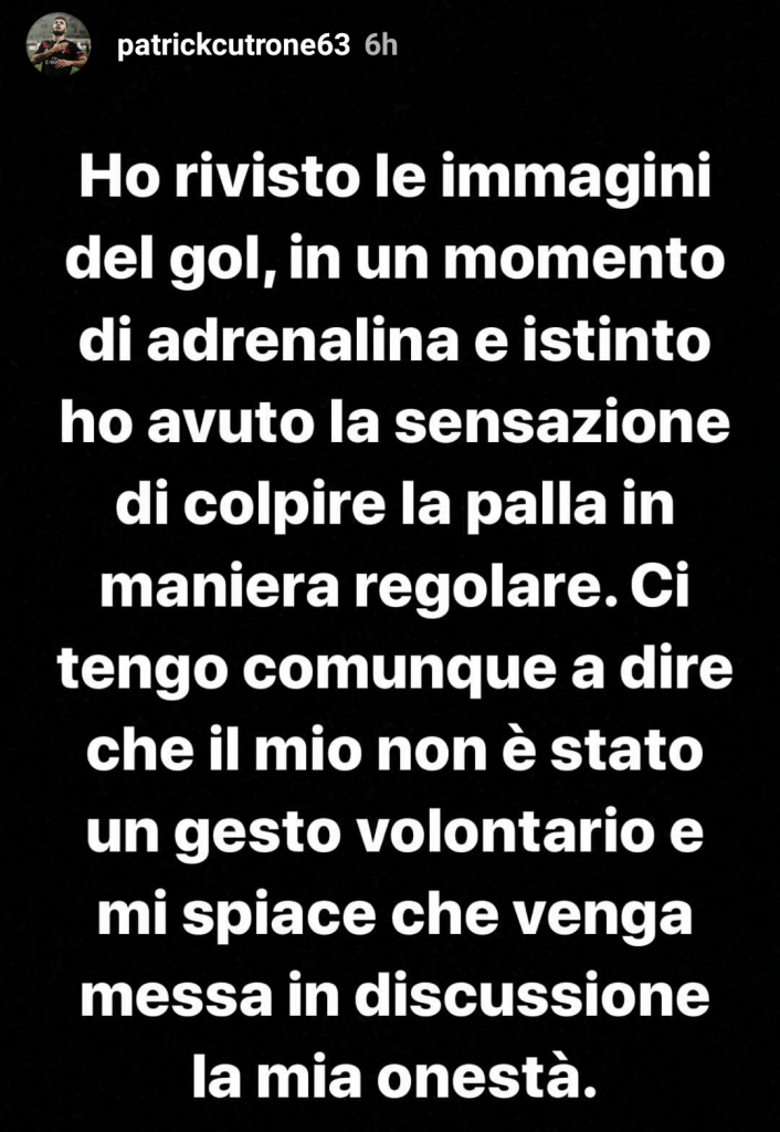 Cutrone gol mano Lazio