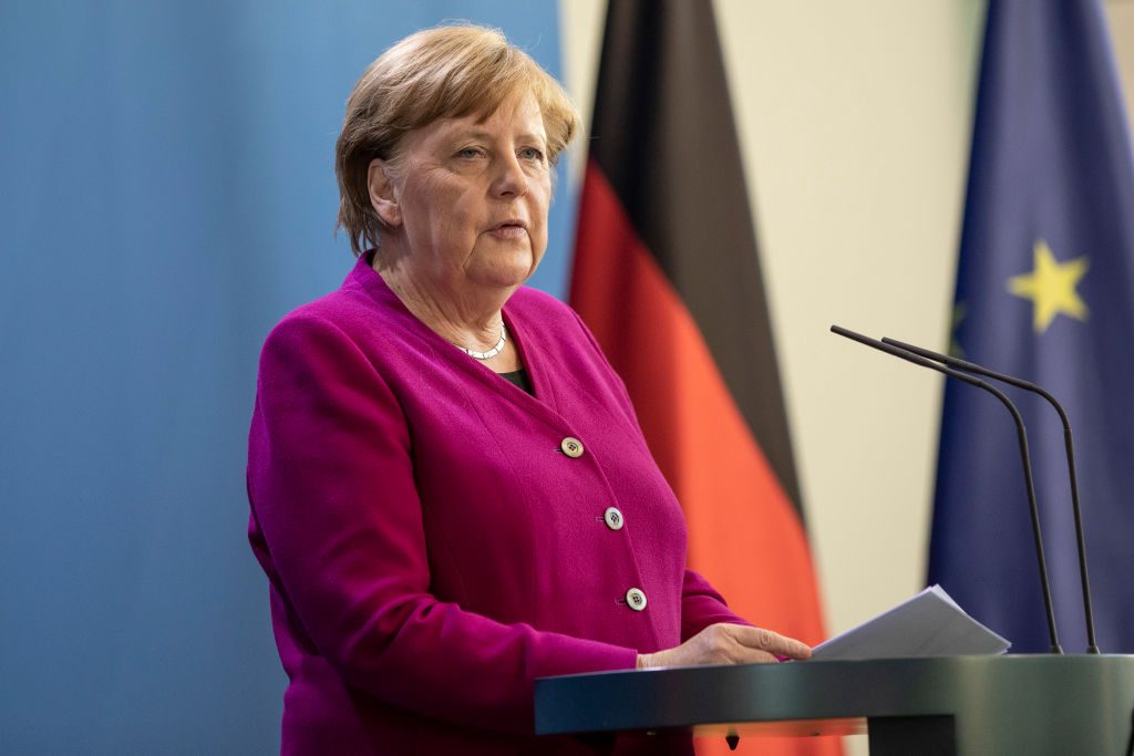 Merkel Holds Press Conference Following Video Conference With European Council