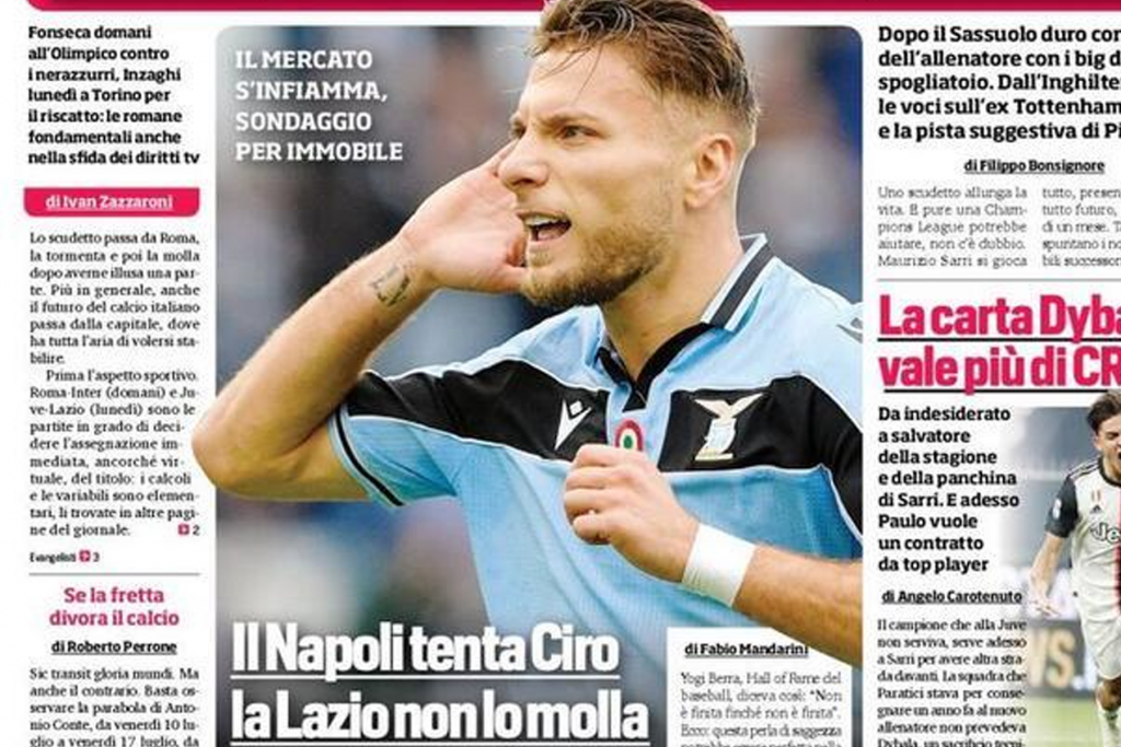 La prima pagina del Corriere dello Sport