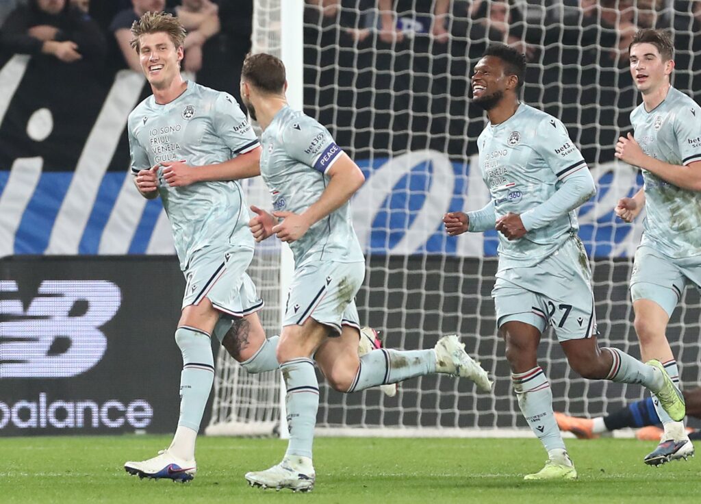 Kristensen esulta dopo la rete del vantaggio